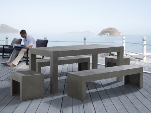 Mobilier de jardin en béton - Table, deux bancs et deux chaises - TARANTO