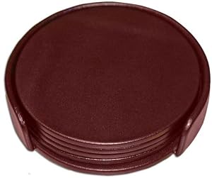 Two-Tone Leather 4 Coaster Set with Holder