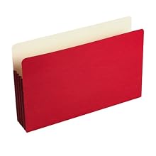Wilson Jones® ColorLife® File Pocket, Moisture/Tear Resistant, 3 1/2" Expansion, Legal Size (9 1/2" x 14 3/4"), Red, 25 per box (WCC74R)