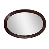 The Copper Factory CF137AN Solid Hammered Copper Framed Oval Mirror, Antique Copper