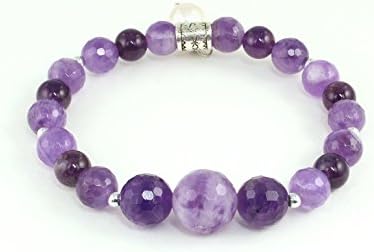Faceted Amethyst Beaded Bracelet - Positivity Energy - Reiki Charged Healing Jewelry - February Birthstone - Perfect Mother's Day Gift