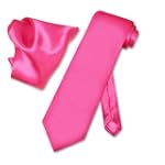 BIAGIO SILK Solid HOT PINK FUCHSIA NeckTie & Handkerchief Neck Tie Set