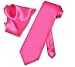BIAGIO SILK Solid HOT PINK FUCHSIA NeckTie & Handkerchief Neck Tie Set image 1