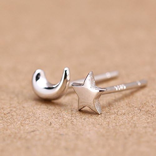 VALICE 925 Sterling Silver Cute Mini Convenient Star Moon Earrings Earstud-Various Match (star and moon)
