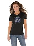 Sacramento Kings Black Women's Primary Logo Tri Blend V Neck T-Shirt- by Alyssa Milano