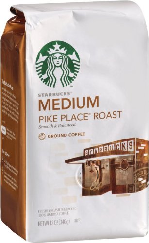 Starbucks Pike Place Roast Coffee, Ground, (Medium) 12-Ounce Bags (Pack of 2)