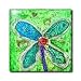 Green Mixed Media Flower - 4 Inch Glass Tile