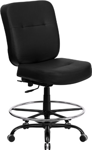 Flash Furniture WL-735SYG-BK-LEA-GG Hercules Series 400-Pound Big/Tall Black Leather Office Chair with Extra Wide Seat On Sale