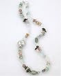 Aquamarine, Blue Topaz, Jasper, and Abalone Gemstone Bead Necklace with Thai Silver Focal Bead, 23 1/2" Length, #7825