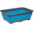 Collapsible Washing-Up Bowls with Grey Rim - Blue