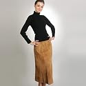 BGSD Women's Suede Leather Long Skirt - Misses & Petite