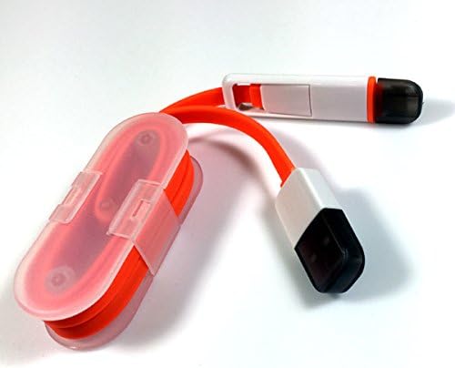 2-in-1 8-Pin Lightning and Micro-USB to USB 3ft Charging/Sync Cable with Case for iPhone 5/6/6+, iPad, iPod and Samsung Android Phones (Orange)