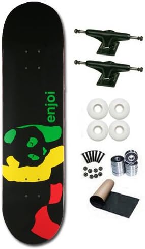 Enjoi Rasta Panda 8.0 Skateboard Deck Complete With White Wheels