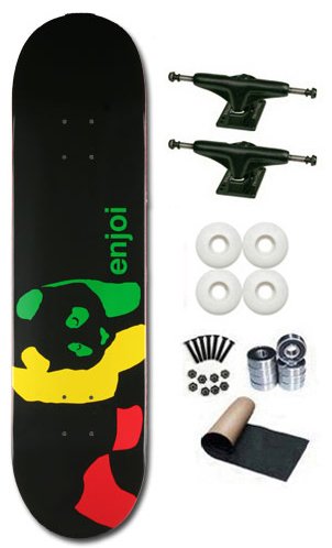 Enjoi Rasta Panda 8.0 Skateboard Deck Complete With White Wheels