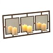 33" Framed Beveled Mirrored Triple Pillar Candle Holder Wall Sconce