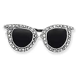 Sterling Silver Marcasite And Onyx Sunglasses Pin