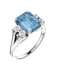 10K White Gold 10.00x8.00mm Emerald Cut Sky Blue Topaz and Diamond Ring -- LIFETIME WARRANTY