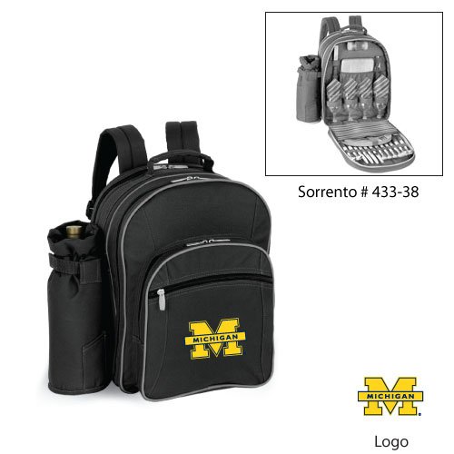Michigan Wolverines NCAA Sorrento Insulated Picnic Backpack (Black/Grey)