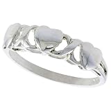 Sterling Silver Diamond Cut Heart XO Style 'Hugs & Kisses' Ladies Ring