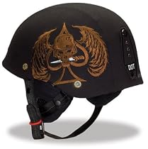 Bell Drifter Combat Black and Brown Embroidered Half Motorcycle Helmet - Size : Large