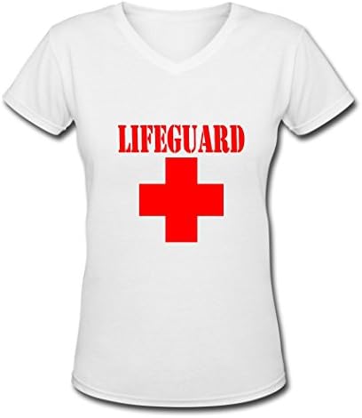 Yiko Women's Lifeguard Logo V Neck T Shirt White