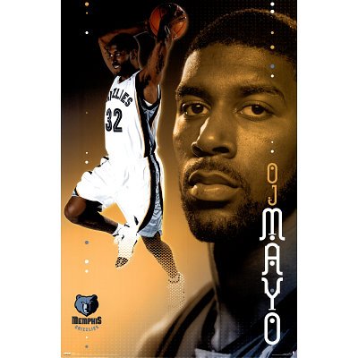 Memphis Grizzlies (O.J. Mayo) Sports Poster Print - 24x36 custom fit with RichAndFramous Black 24 inch Poster Hangers