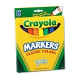 Classic colors washable waterbased markers, broad line, 8-color pack