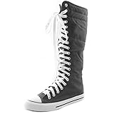 Mid Calf Knee High Woman Boots Tall Classic Canvas Sky High Lace up Stylish Punk Flat Sneaker Boots