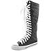 Mid Calf Knee High Woman Boots Tall Classic Canvas Sky High Lace up Stylish Punk Flat Sneaker Boots