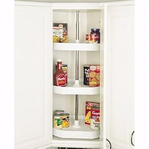22 D-Shaped Lazy Susan 3 Shelf Set w 38 to 46 Shaft Almond by 