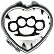 Womens Hand Made Retro BLACK AND WHITE BRASS KNUCKLES Heart Compact