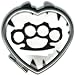Womens Hand Made Retro BLACK AND WHITE BRASS KNUCKLES Heart Compact