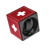 Swiss Kubik Single Watch Winder In Leather With White Cross Insignia (Swiss Flag)