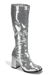 Women's 3 Inch Block Heel Sequins Knee Boot