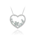 Sterling Silver Blue Topaz Cluster & Diamond Accent Open Heart Slide Pendant