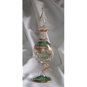 Egyptian Perfume Bottle  Mouth/Hand Blown  Weddings / Favors / Gifts – Color: Green – (EPB-028GR)
