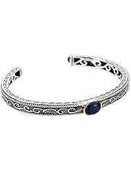 Sterling Silver and 14K Yellow Gold Lapis Lazuli and Sapphire Bracelet -- LIFETIME WARRANTY