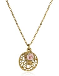 The Vatican Library Collection Porcelain Rose Double Cross Necklace