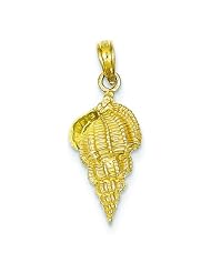 14K Gold Conch Shell Charm Seashell Beach Pendant