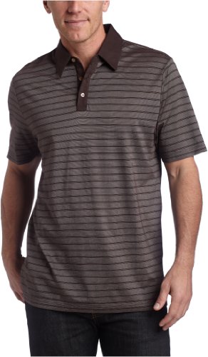 Perry Ellis  Men’s Fine Stripe Polo,Dark Chocolate