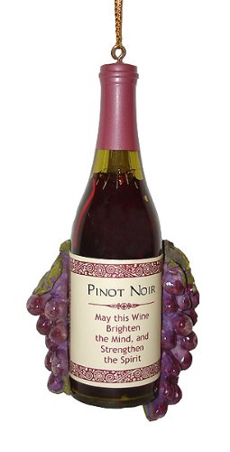 Vintage Tuscan Winery Pinot Noir Wine Bottle & Grapes Christmas Ornament