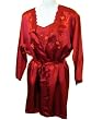 Sirisha Women's Satin Silk Robe, Camisole and Tap Pant Set, G2, SC, Red