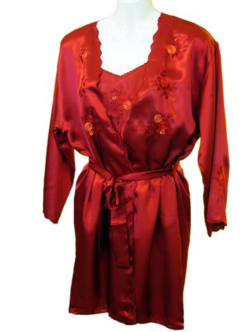 41cHZvrRM6L Sirisha Womens Satin Silk Robe, Camisole and Tap Pant Set, G2, SC, Red