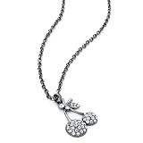 Crystal Cherry Pendant Fashion Necklace Hematite