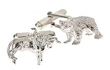 Handmade sterling silver Bull and Bear cufflinks. Crafted in the U.S.A