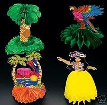12 TROPICAL tabletop DECORATIONS -luau party decorations