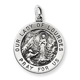 Sterling Silver Antiqued Our Lady of Lourdes Medal