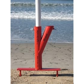 The Original Umbrella Stand - Use Anywhere, Sand or Grass, Easy to Use, Red