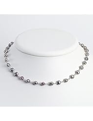 Sterling Silver 16in Grey Freshwater Cultured Pearl Necklace. Metal Wt- 3.92g