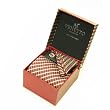 Designer Woven Plaid Stripe pattern Neck Tie Cufflink Handkerchief Gift Set Holiday Red Green and White Necktie Cuff link with Gift Box.